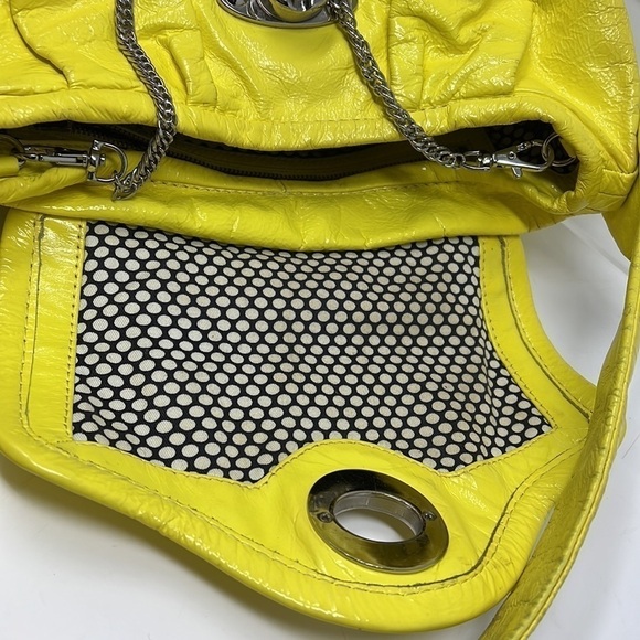 Marc by Marc Jacobs Yellow Patent Leather Turnlock Flap Crossbody Hobo Bag - Picture 11 of 14